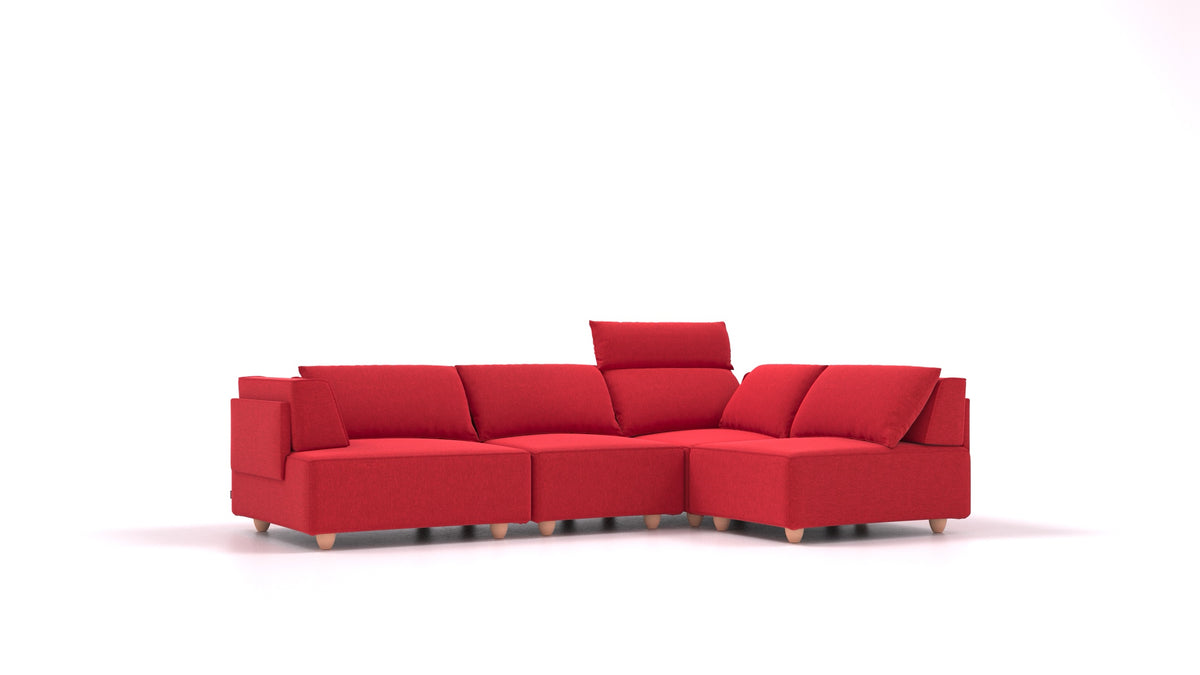 CasCais R, modulares Sofa von FEYDOM im Stoff Velare ET-11 Red, helle Füße