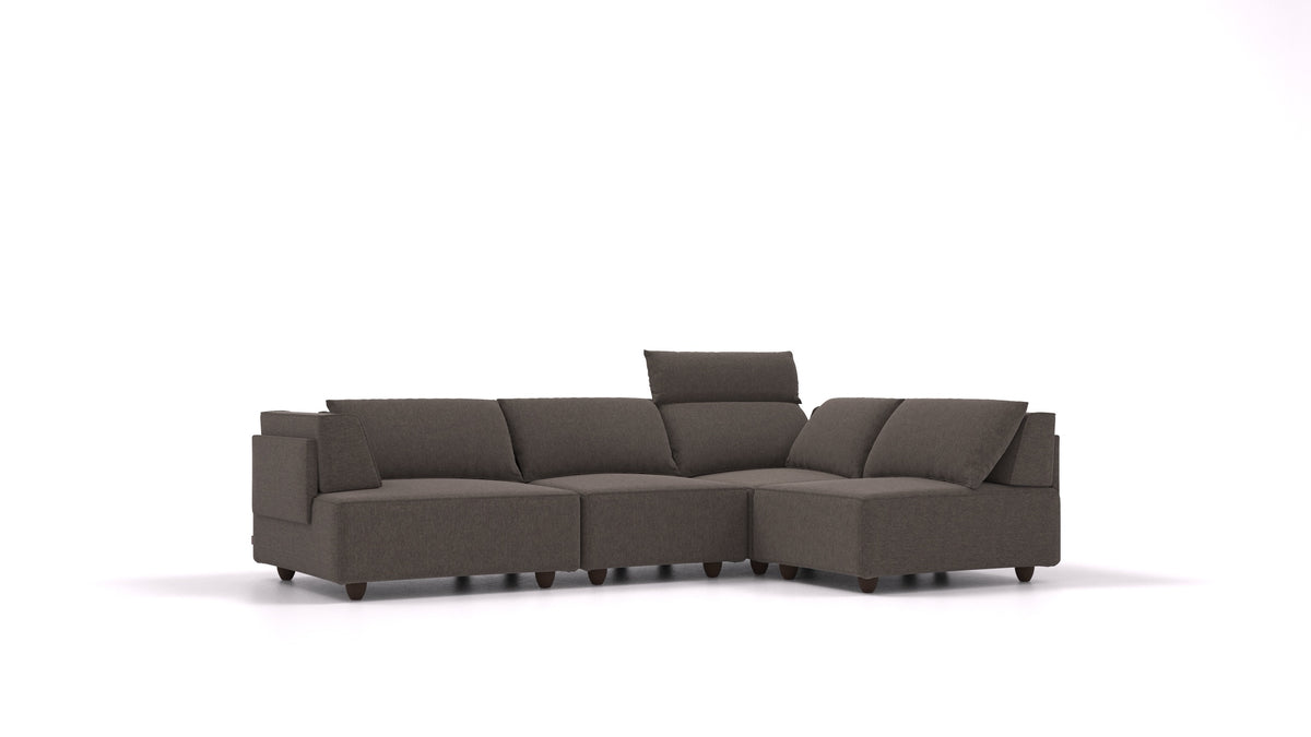 CasCais R, modulares Sofa von FEYDOM im Stoff Velare ET-12 Dark Grey, dunkle Füße