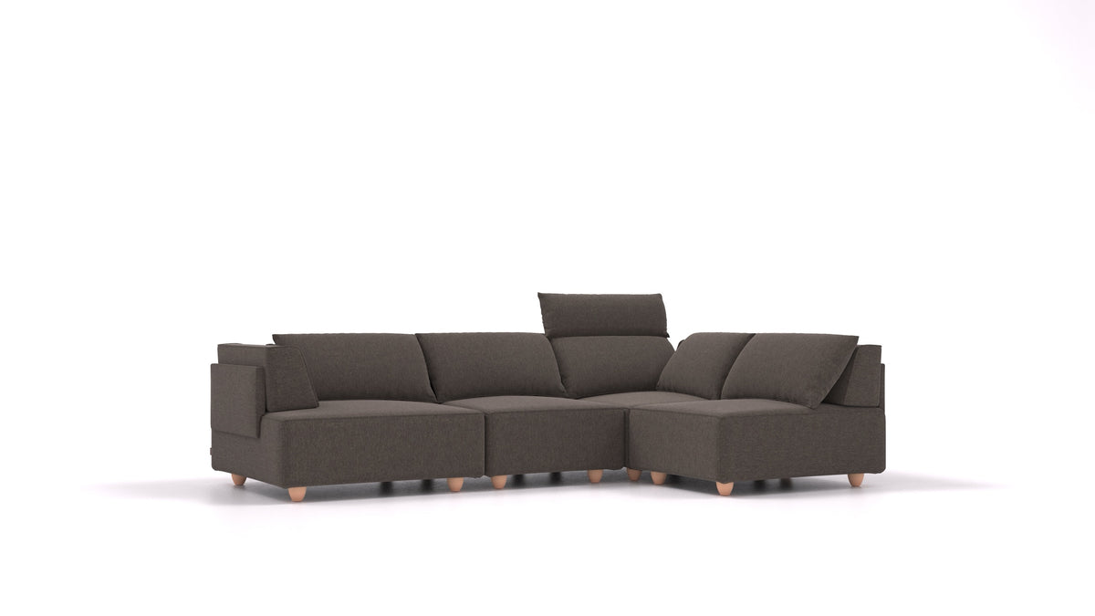 CasCais R, modulares Sofa von FEYDOM im Stoff Velare ET-12 Dark Grey, helle Füße