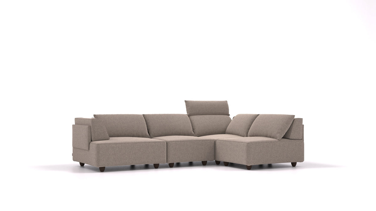 CasCais R, modulares Sofa von FEYDOM im Stoff Velare ET-14 Middle Grey, dunkle Füße