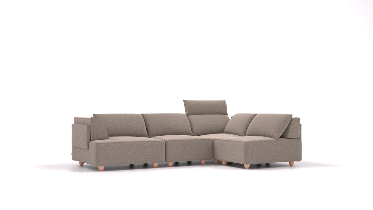 CasCais R, modulares Sofa von FEYDOM im Stoff Velare ET-14 Middle Grey, helle Füße