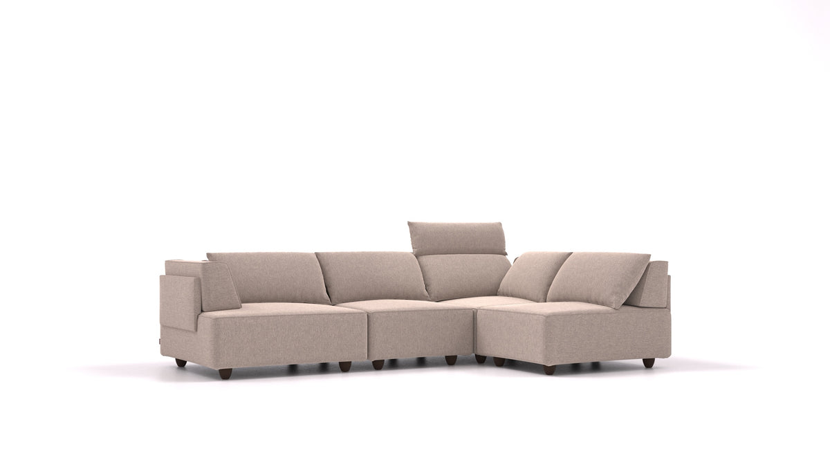 CasCais R, modulares Sofa von FEYDOM im Stoff Velare ET-15 Light Grey, dunkle Füße