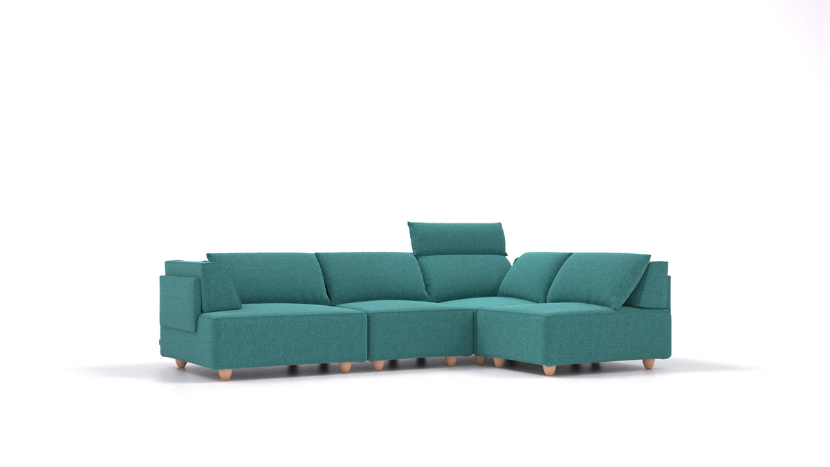 CasCais R, modulares Sofa von FEYDOM im Stoff Velare ET-16 Turquoise, helle Füße