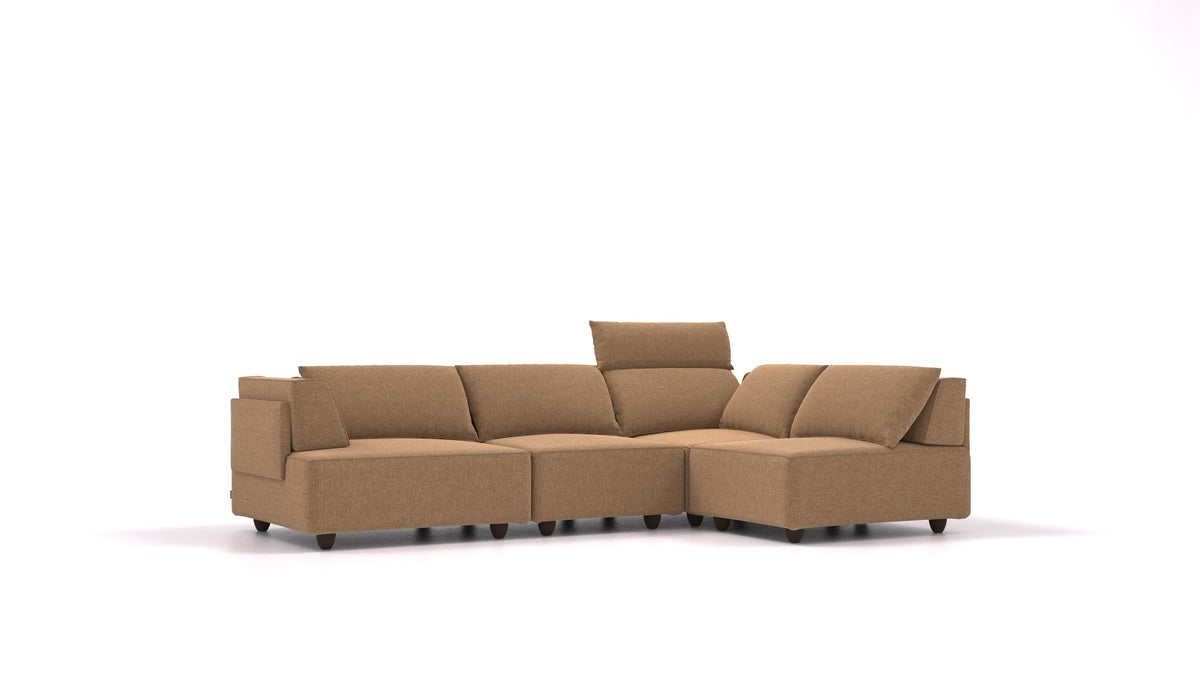CasCais R, modulares Sofa von FEYDOM im Stoff Velare ET-24 Cappuccino, dunkle Füße