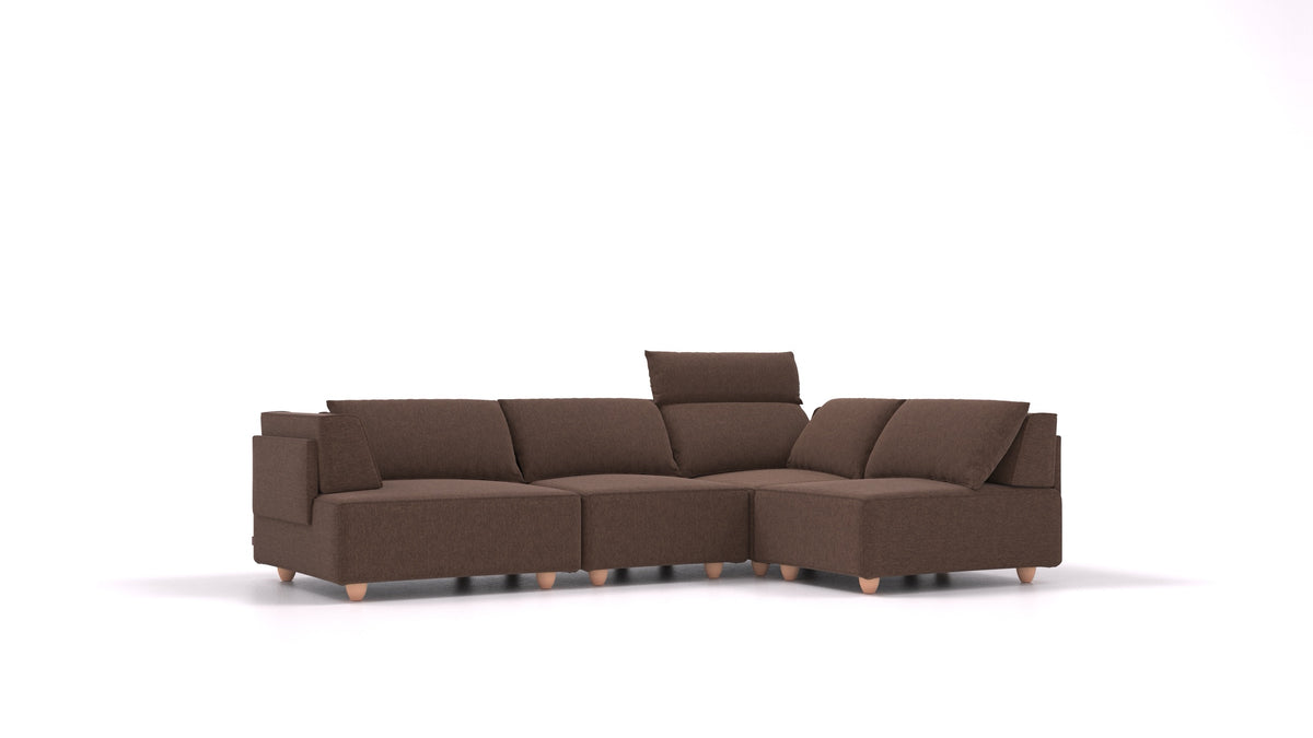 CasCais R, modulares Sofa von FEYDOM im Stoff Velare ET-27 Chocolate, helle Füße