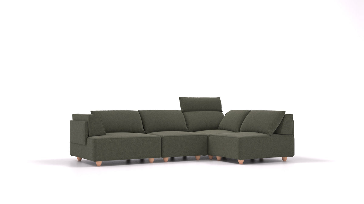 CasCais R, modulares Sofa von FEYDOM im Stoff Velare ET-38 Pine, helle Füße