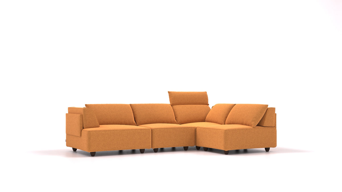 CasCais R, modulares Sofa von FEYDOM im Stoff Velare ET-48 Antic Gold, dunkle Füße