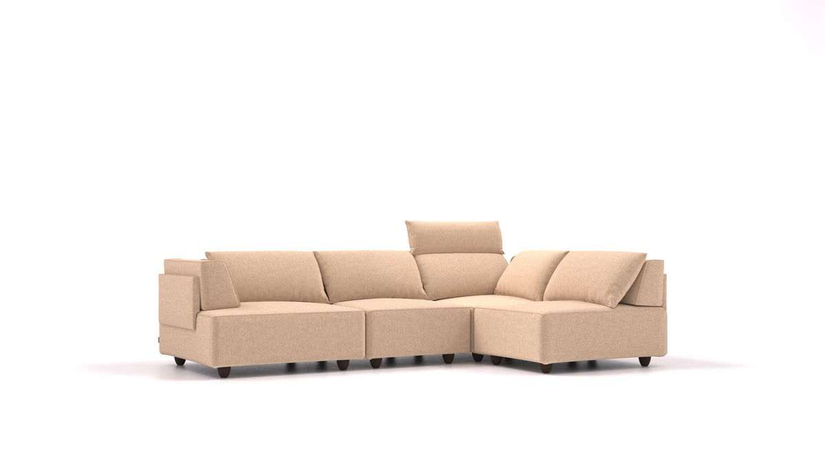 CasCais R, modulares Sofa von FEYDOM im Stoff Velare ET-99 Latte, dunkle Füße
