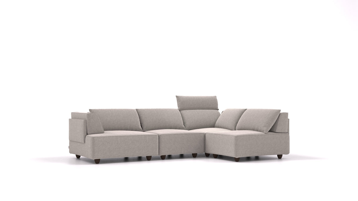 CasCais R, modulares Sofa von FEYDOM im Stoff Phoenix FE-84 Middle Grey, dunkle Füße