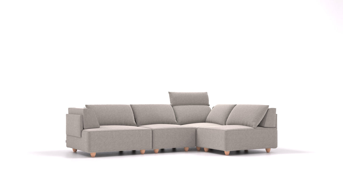 CasCais R, modulares Sofa von FEYDOM im Stoff Phoenix FE-84 Middle Grey, helle Füße