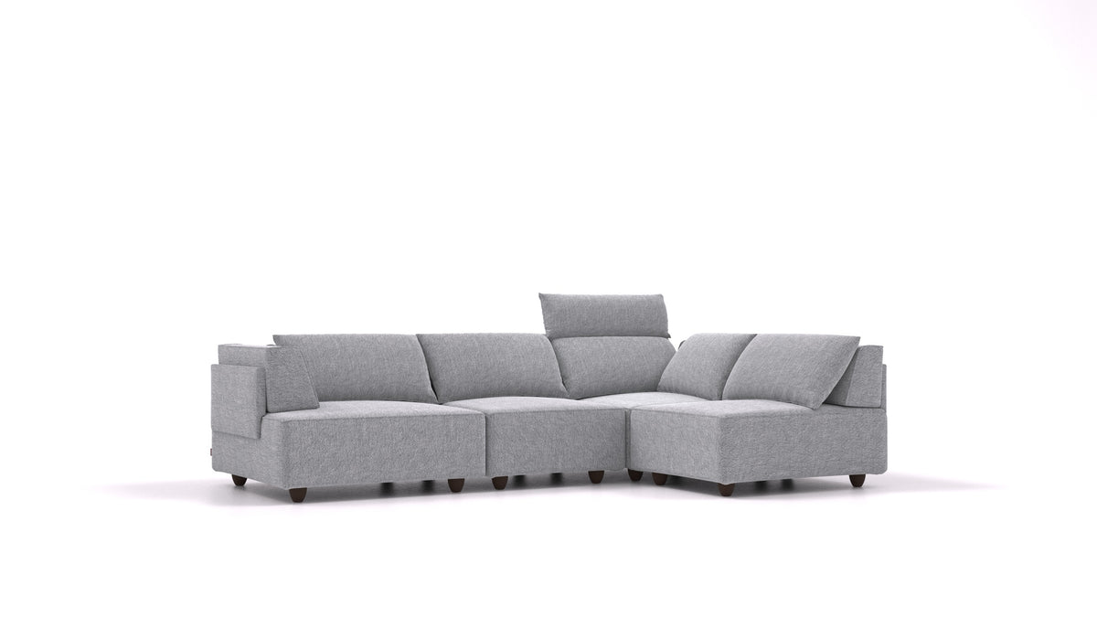 CasCais R, modulares Sofa von FEYDOM im Stoff Phoenix FE-92 Dark Grey, dunkle Füße