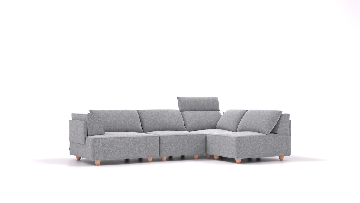 CasCais R, modulares Sofa von FEYDOM im Stoff Phoenix FE-92 Dark Grey, helle Füße