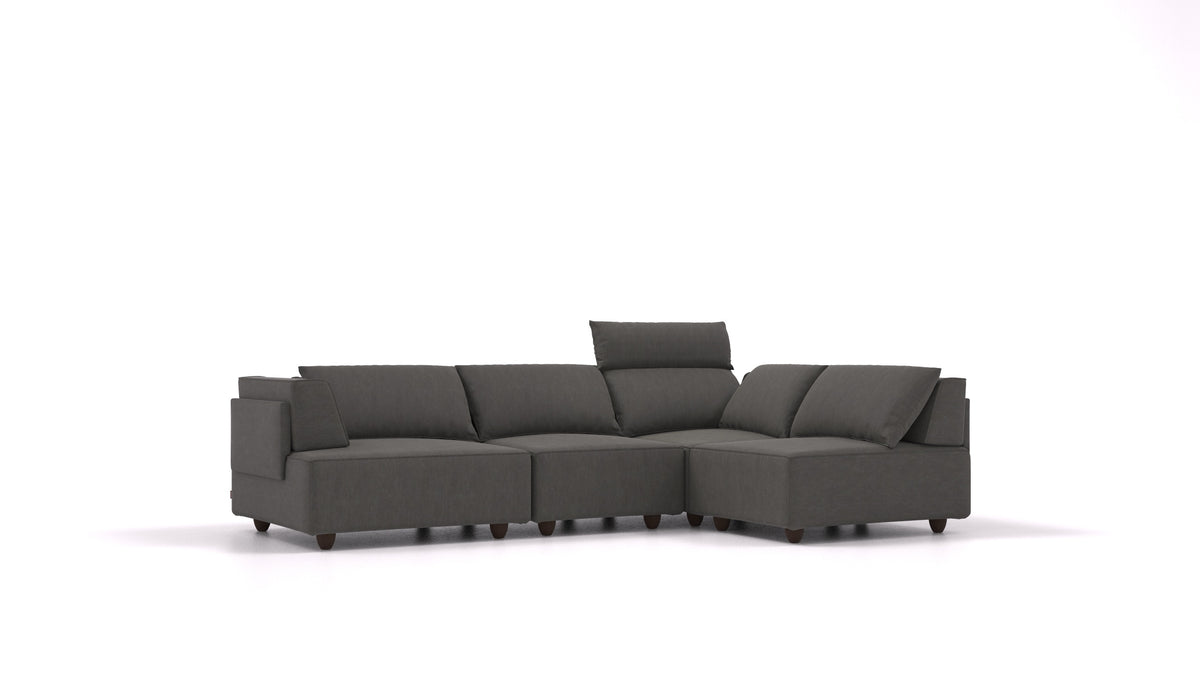 CasCais R, modulares Sofa von FEYDOM im Stoff Mollia FF-12 Dark Grey, dunkle Füße
