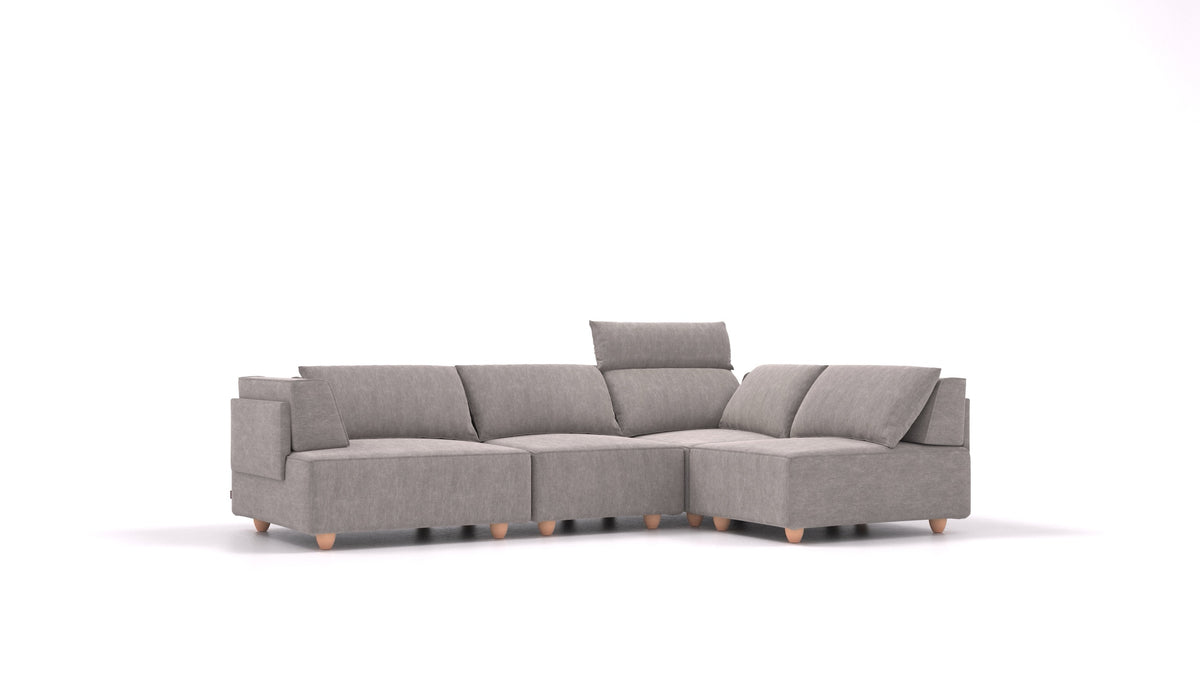 CasCais R, modulares Sofa von FEYDOM im Stoff Mollia FF-14 Middle Grey, helle Füße