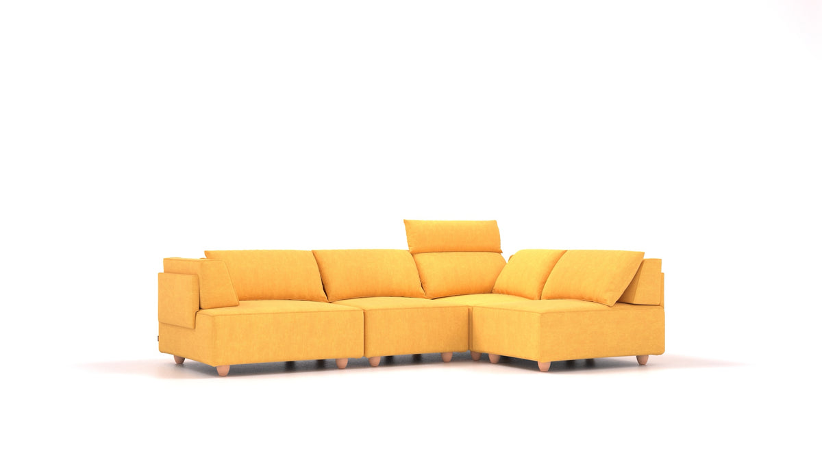 CasCais R, modulares Sofa von FEYDOM im Stoff Mollia FF-16 Yellow, helle Füße