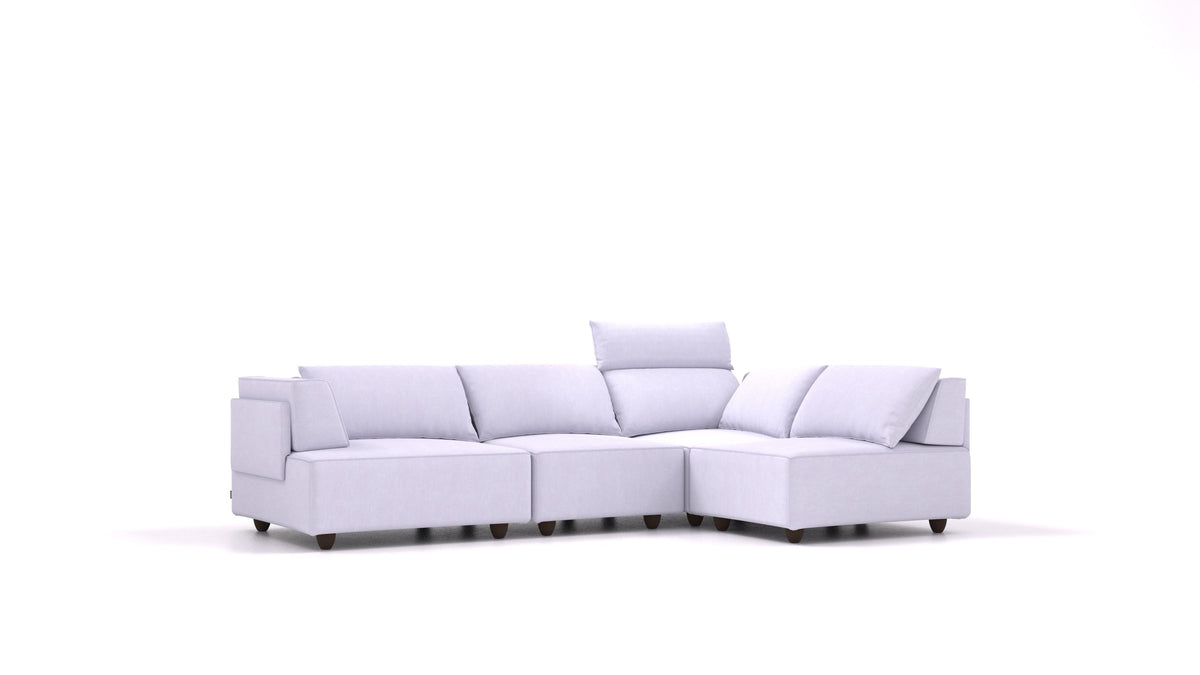 CasCais R, modulares Sofa von FEYDOM im Stoff Mollia FF-17 Lavander, dunkle Füße