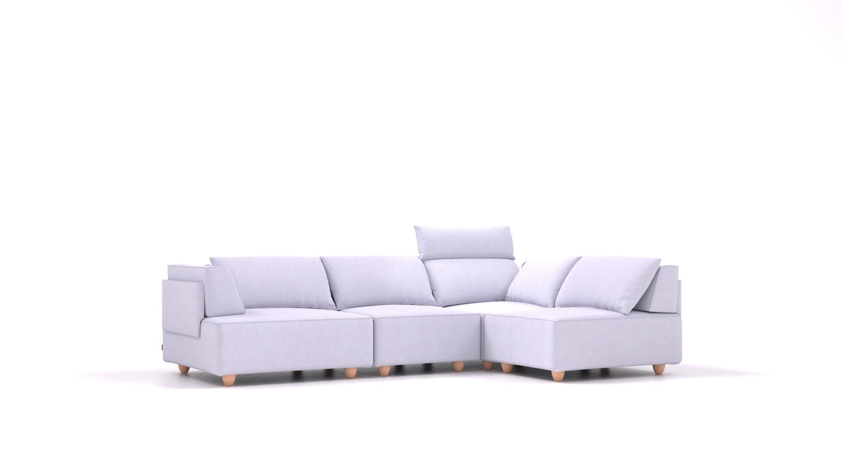 CasCais R, modulares Sofa von FEYDOM im Stoff Mollia FF-17 Lavander, helle Füße