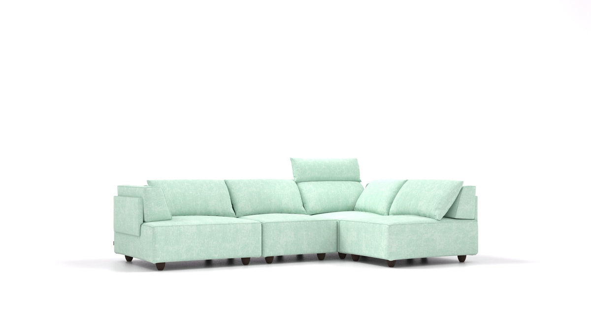 CasCais R, modulares Sofa von FEYDOM im Stoff Mollia FF-18 Mint, dunkle Füße