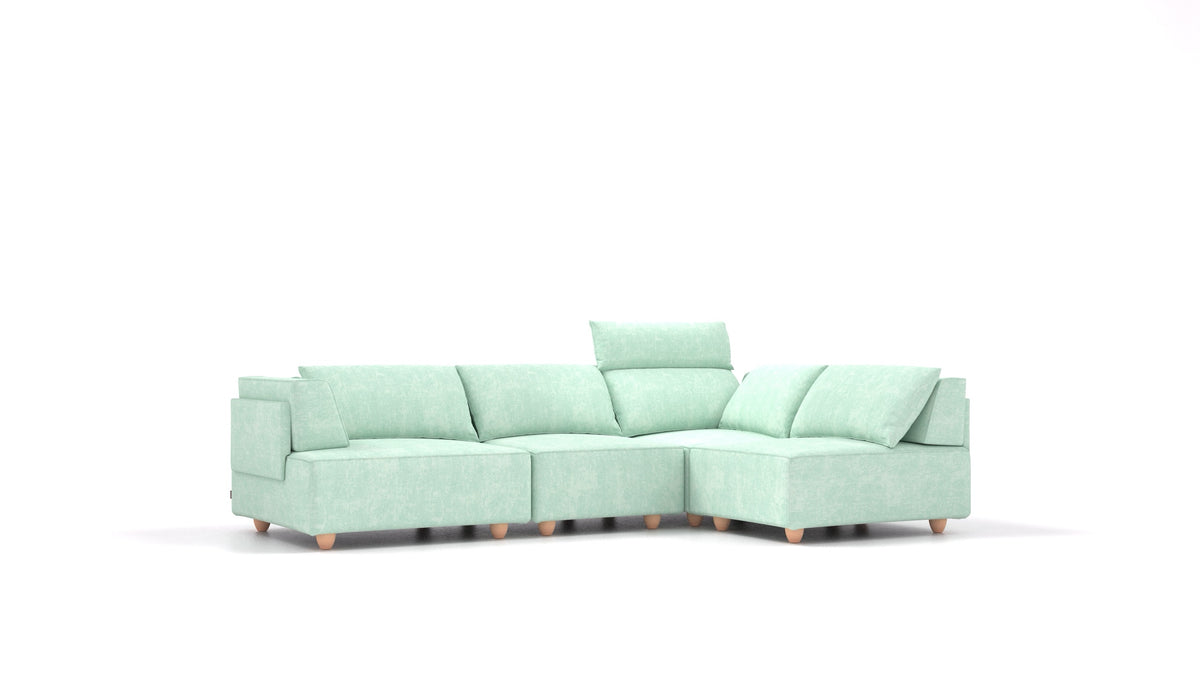 CasCais R, modulares Sofa von FEYDOM im Stoff Mollia FF-18 Mint, helle Füße
