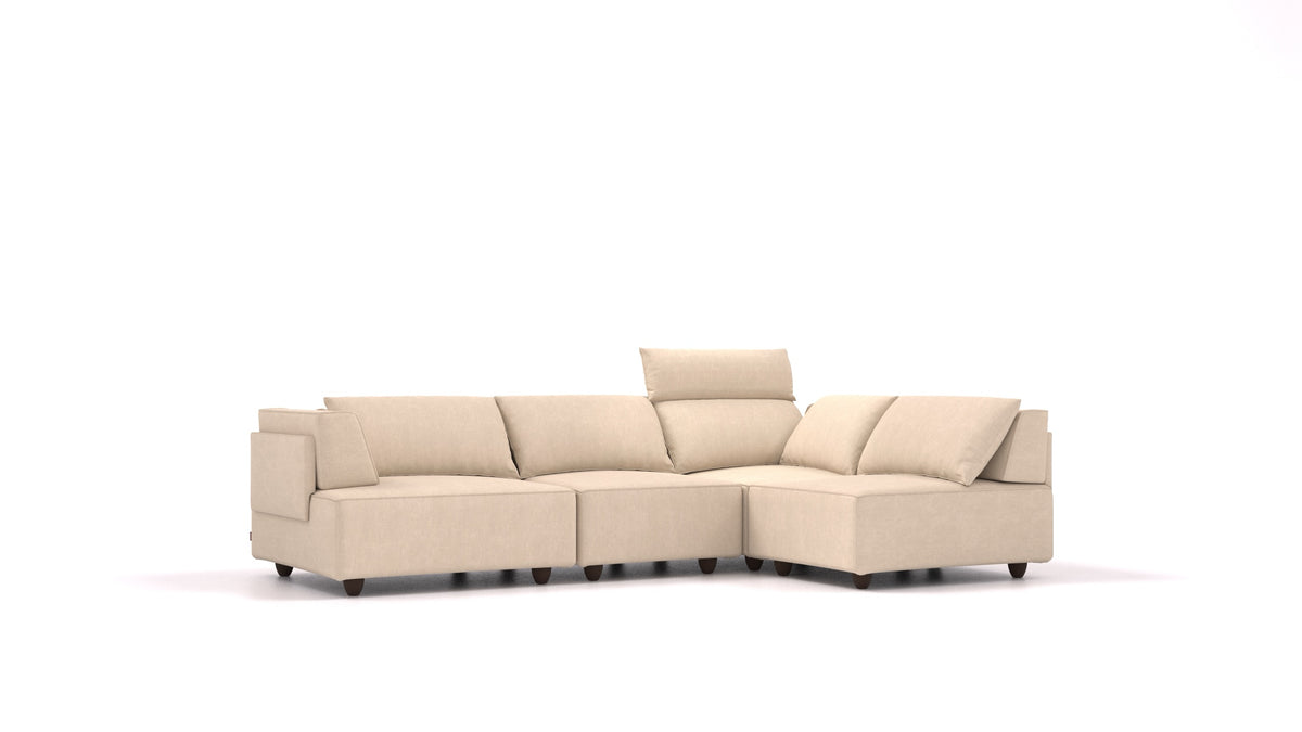 CasCais R, modulares Sofa von FEYDOM im Stoff Mollia HC-03 Honey, dunkle Füße