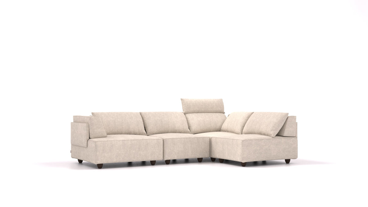 CasCais R, modulares Sofa von FEYDOM im Stoff Mollia HC-04 White, dunkle Füße