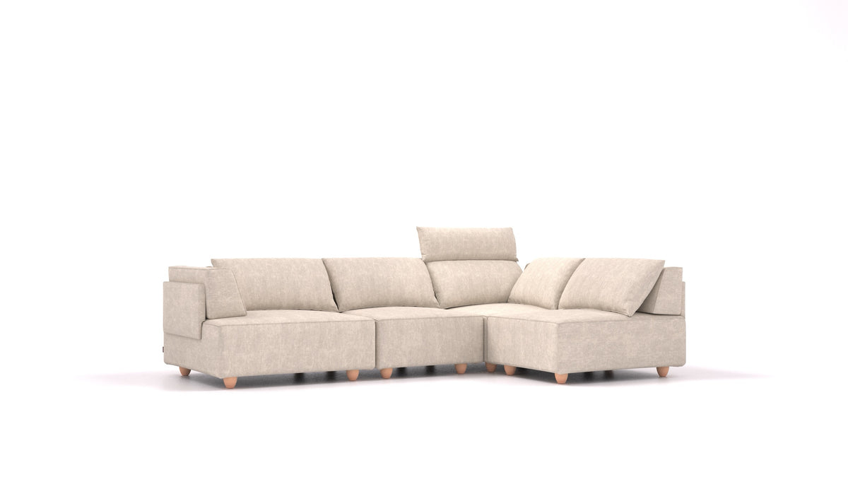 CasCais R, modulares Sofa von FEYDOM im Stoff Mollia HC-04 White, helle Füße