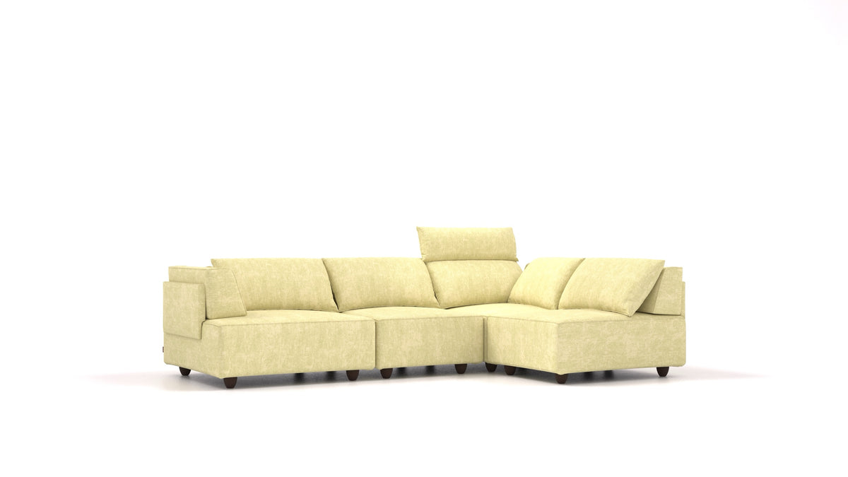 CasCais R, modulares Sofa von FEYDOM im Stoff Mollia HC-09 Grass Green, dunkle Füße