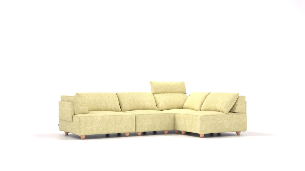 CasCais R, modulares Sofa von FEYDOM im Stoff Mollia HC-09 Grass Green, helle Füße