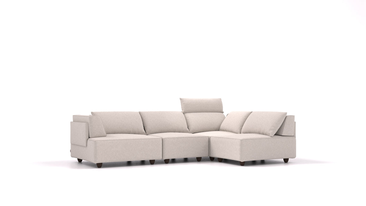 CasCais R, modulares Sofa von FEYDOM im Stoff Icon IC-02 Natur, dunkle Füße