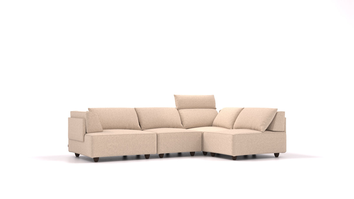 CasCais R, modulares Sofa von FEYDOM im Stoff Icon IC-06 Cappuccino, dunkle Füße