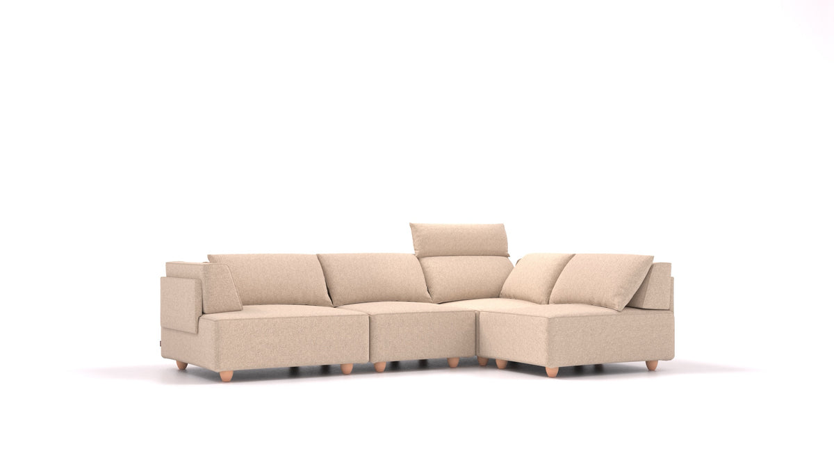 CasCais R, modulares Sofa von FEYDOM im Stoff Icon IC-06 Cappuccino, helle Füße