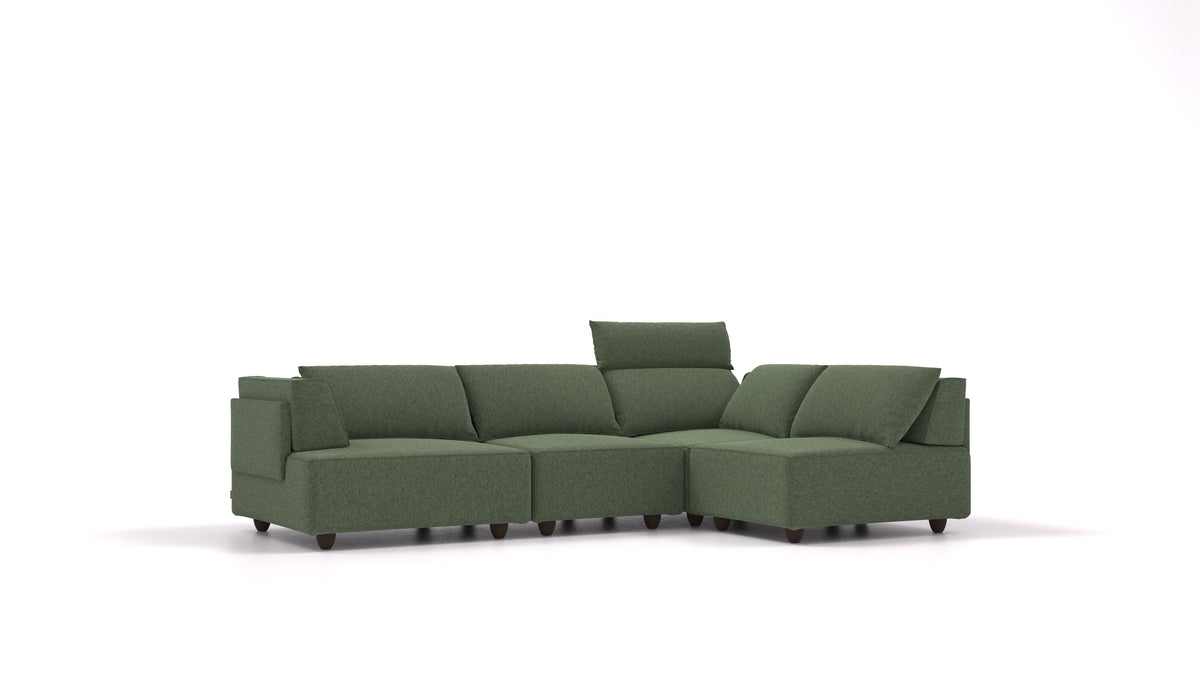 CasCais R, modulares Sofa von FEYDOM im Stoff Icon IC-39 Forest, dunkle Füße