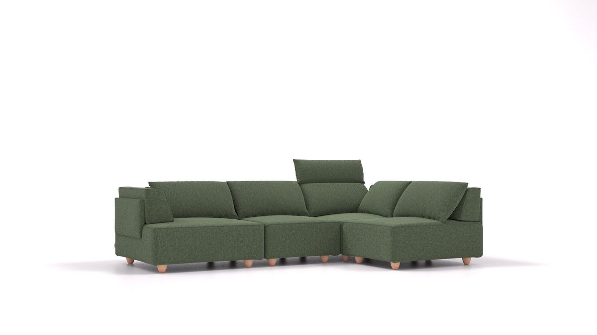 CasCais R, modulares Sofa von FEYDOM im Stoff Icon IC-39 Forest, helle Füße