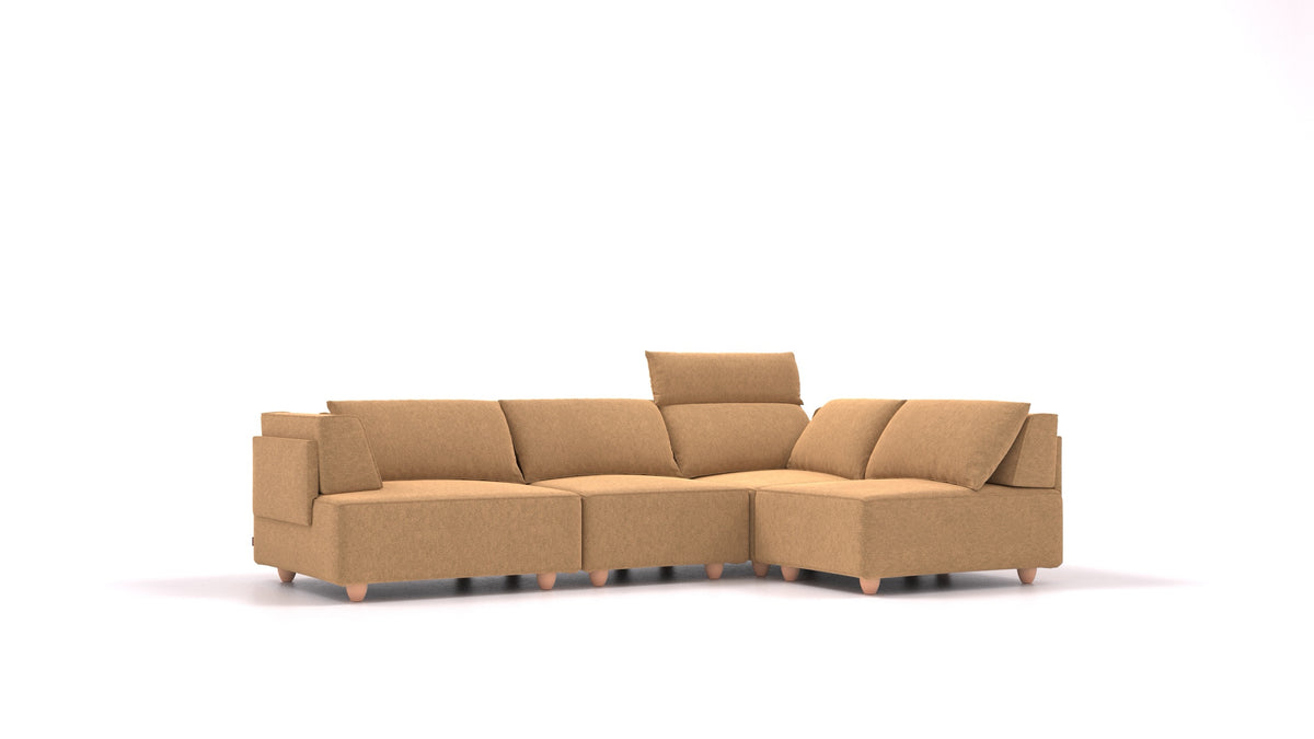 CasCais R, modulares Sofa von FEYDOM im Stoff Icon IC-45 Antic Gold, helle Füße