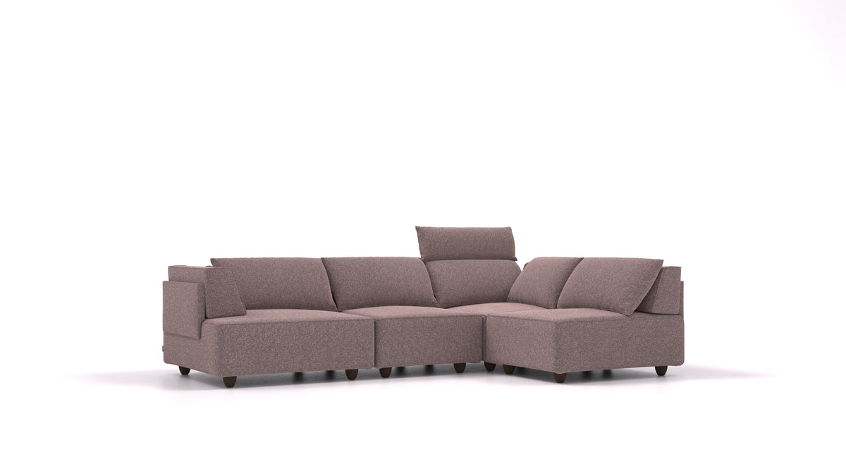CasCais R, modulares Sofa von FEYDOM im Stoff Icon IC-69 Marmo, dunkle Füße