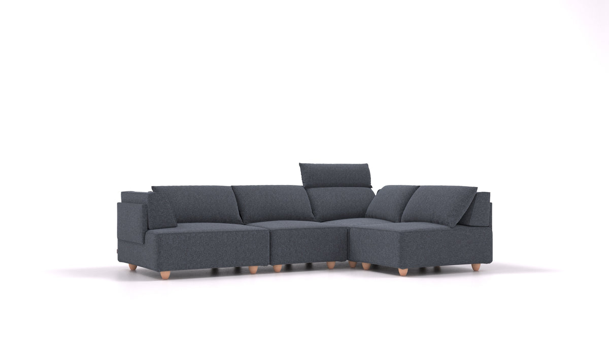CasCais R, modulares Sofa von FEYDOM im Stoff Icon IC-79 Deep Blue, helle Füße
