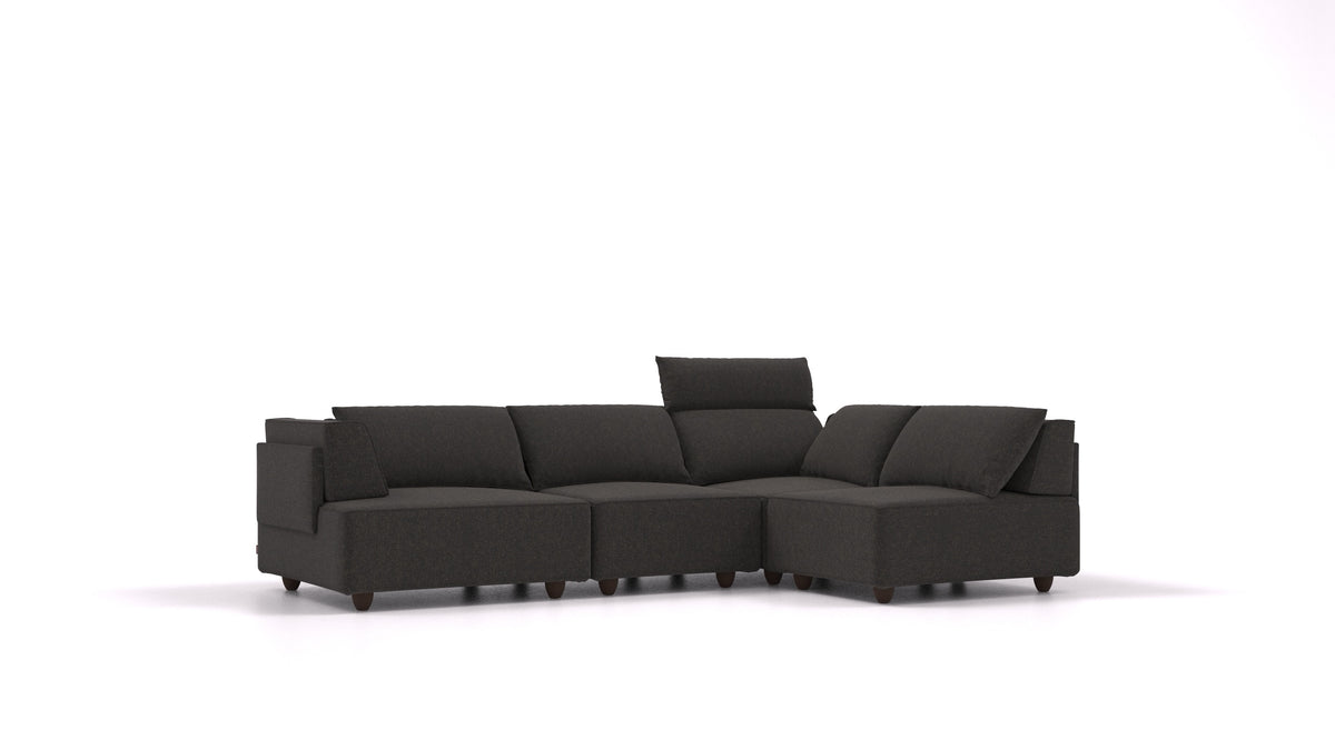 CasCais R, modulares Sofa von FEYDOM im Stoff Icon IC-99 Umbra, dunkle Füße