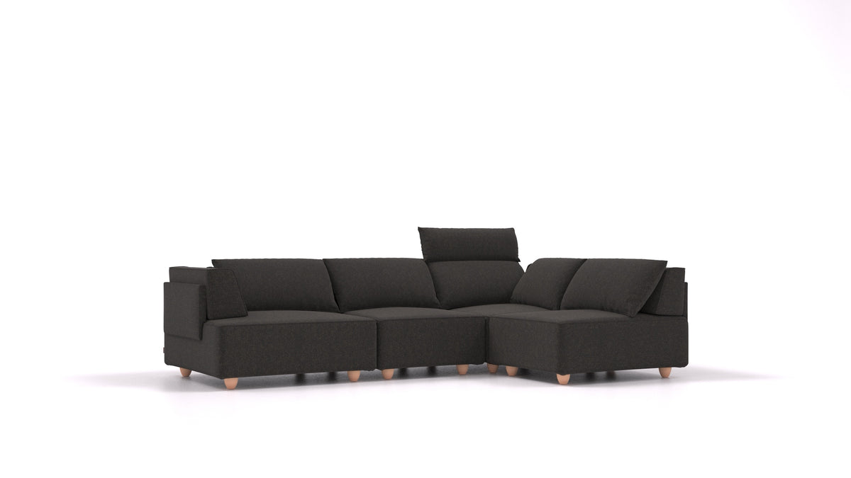 CasCais R, modulares Sofa von FEYDOM im Stoff Icon IC-99 Umbra, helle Füße