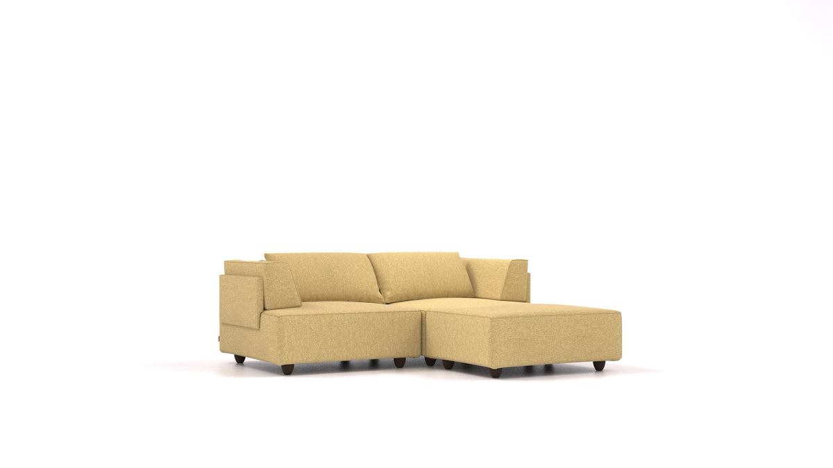 CasCais RA, modulares Sofa von FEYDOM im Stoff Alure DE-48 Yellow, dunkle Füße