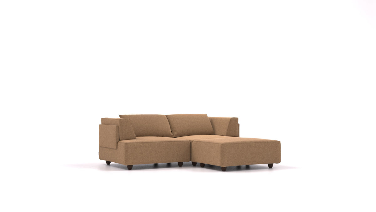CasCais RA, modulares Sofa von FEYDOM im Stoff Velare ET-24 Cappuccino, dunkle Füße
