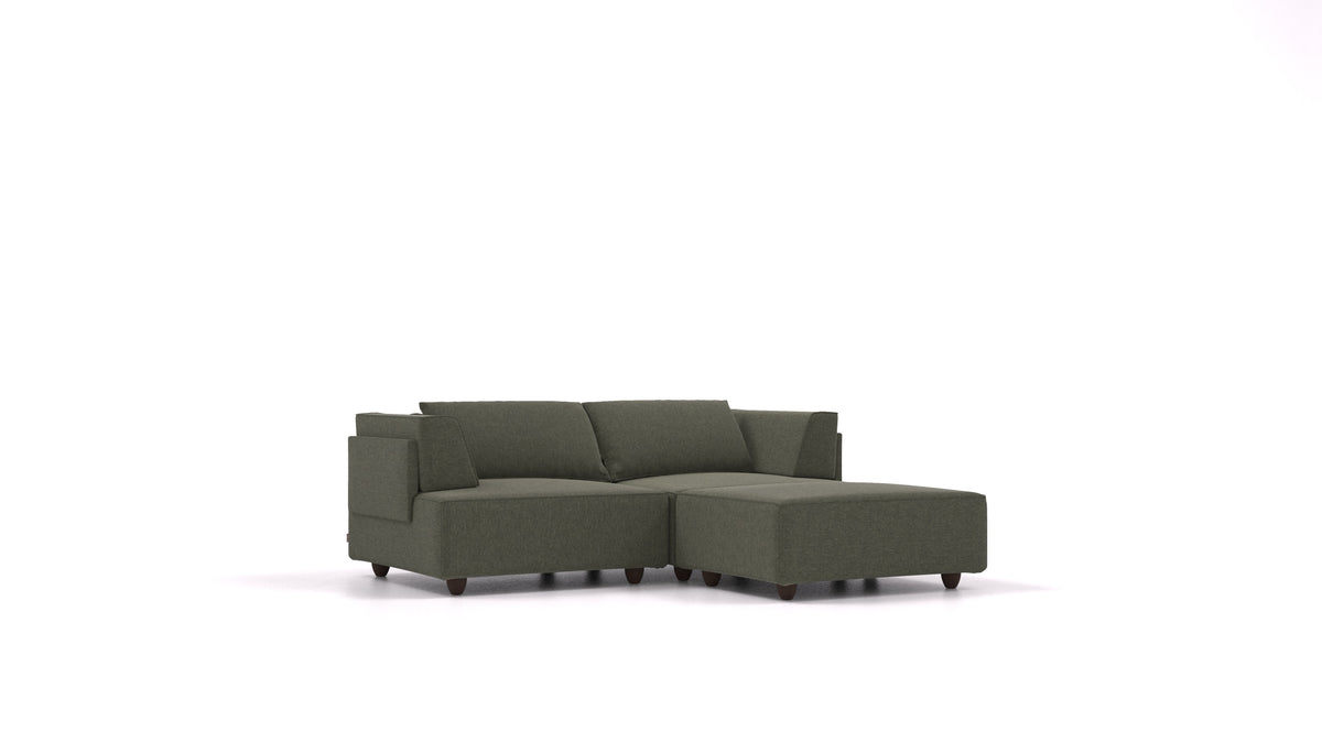 CasCais RA, modulares Sofa von FEYDOM im Stoff Velare ET-38 Pine, dunkle Füße