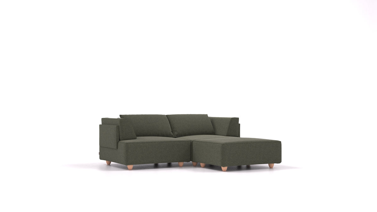 CasCais RA, modulares Sofa von FEYDOM im Stoff Velare ET-38 Pine, helle Füße
