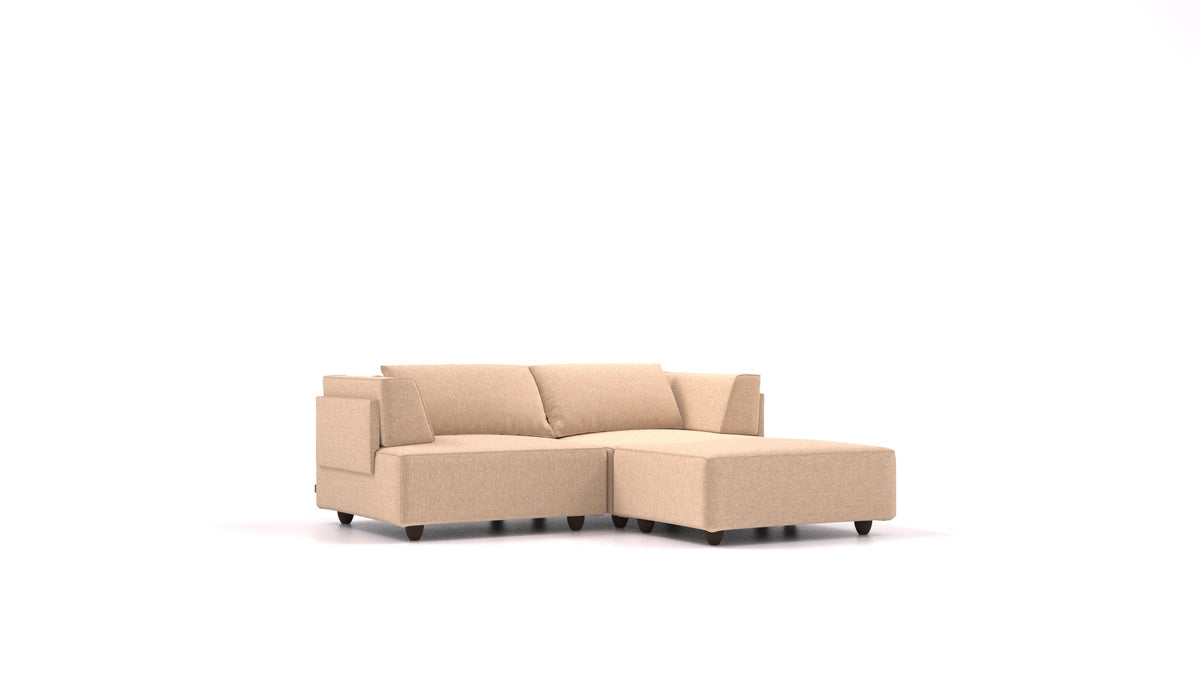 CasCais RA, modulares Sofa von FEYDOM im Stoff Velare ET-99 Latte, dunkle Füße