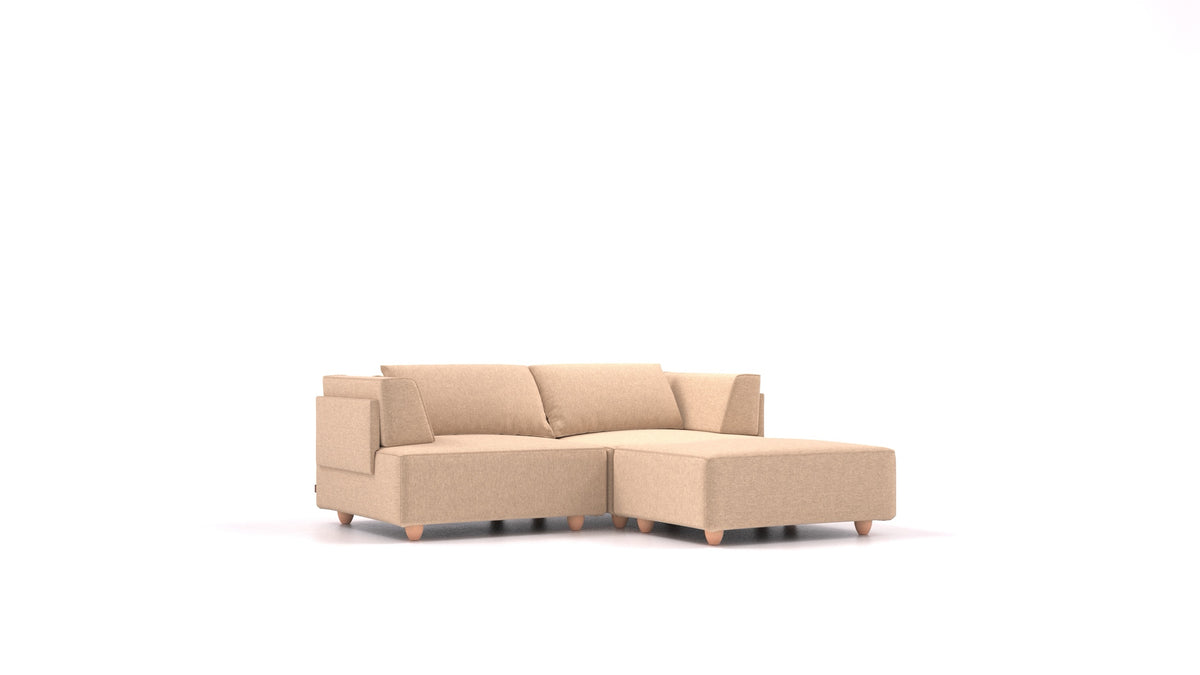 CasCais RA, modulares Sofa von FEYDOM im Stoff Velare ET-99 Latte, helle Füße
