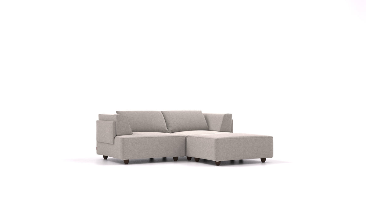 CasCais RA, modulares Sofa von FEYDOM im Stoff Phoenix FE-84 Middle Grey, dunkle Füße