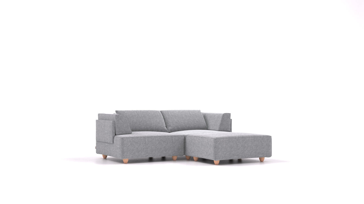 CasCais RA, modulares Sofa von FEYDOM im Stoff Phoenix FE-92 Dark Grey, helle Füße