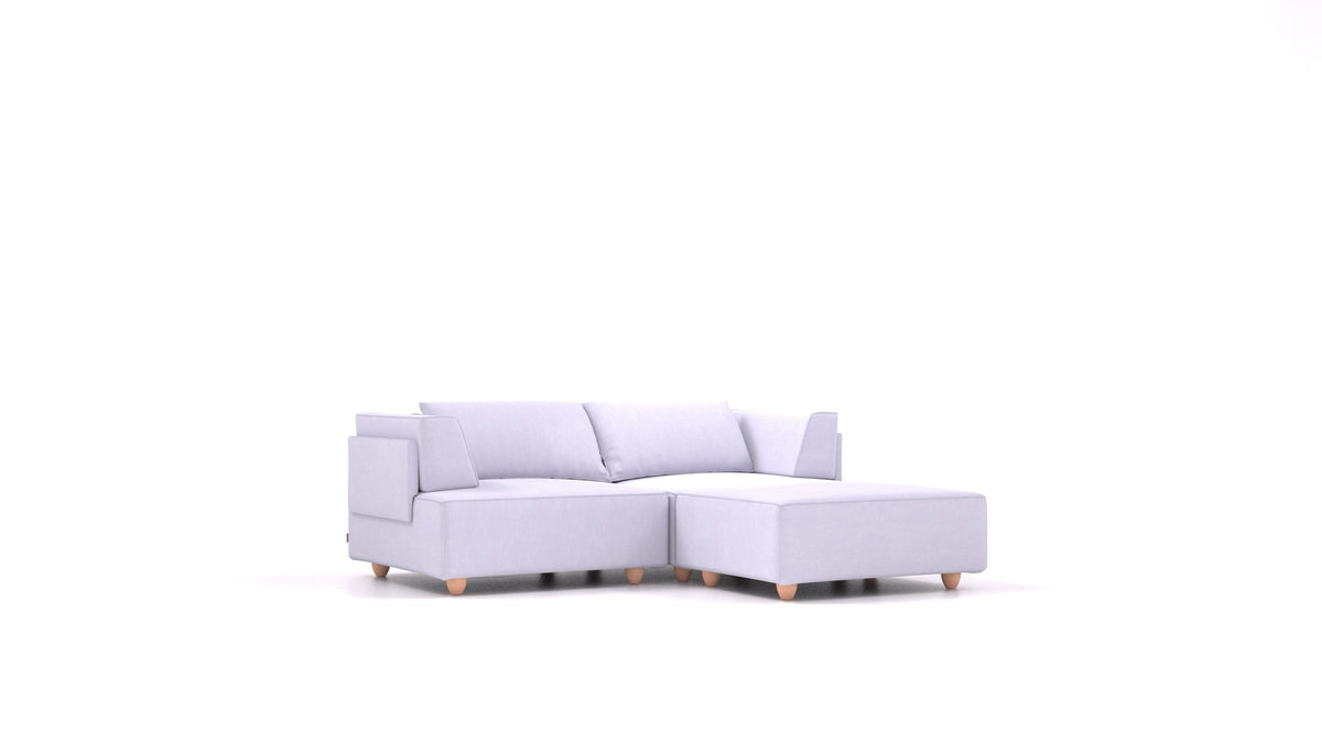 CasCais RA, modulares Sofa von FEYDOM im Stoff Mollia FF-17 Lavander, helle Füße