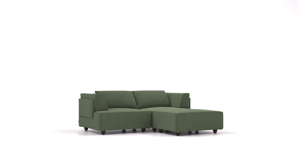CasCais RA, modulares Sofa von FEYDOM im Stoff Icon IC-39 Forest, dunkle Füße