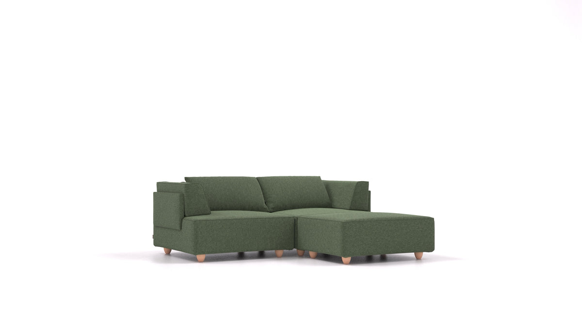 CasCais RA, modulares Sofa von FEYDOM im Stoff Icon IC-39 Forest, helle Füße