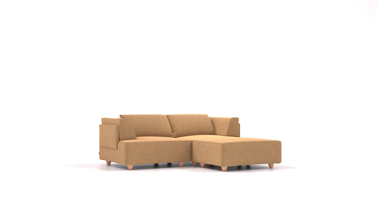 CasCais RA, modulares Sofa von FEYDOM im Stoff Icon IC-45 Antic Gold, helle Füße